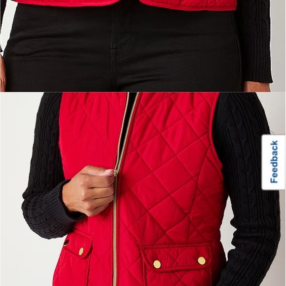 St. John’s Bay Quilted Vests 3 total.                 Red-Plaid-Off White - Picture 5 of 7